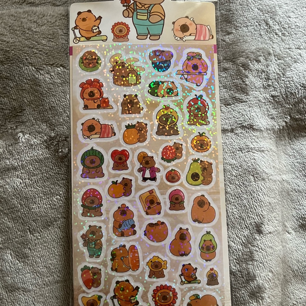 Capybara Holo Glitter Sticker Sheet
